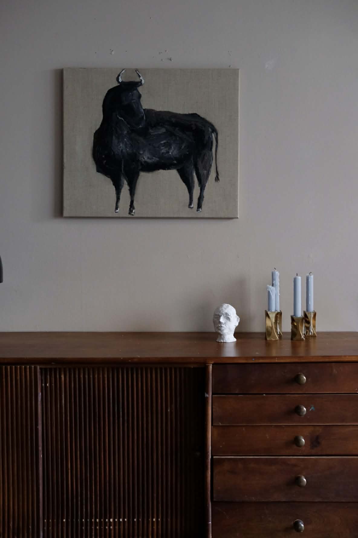 Bull, original oil painting.