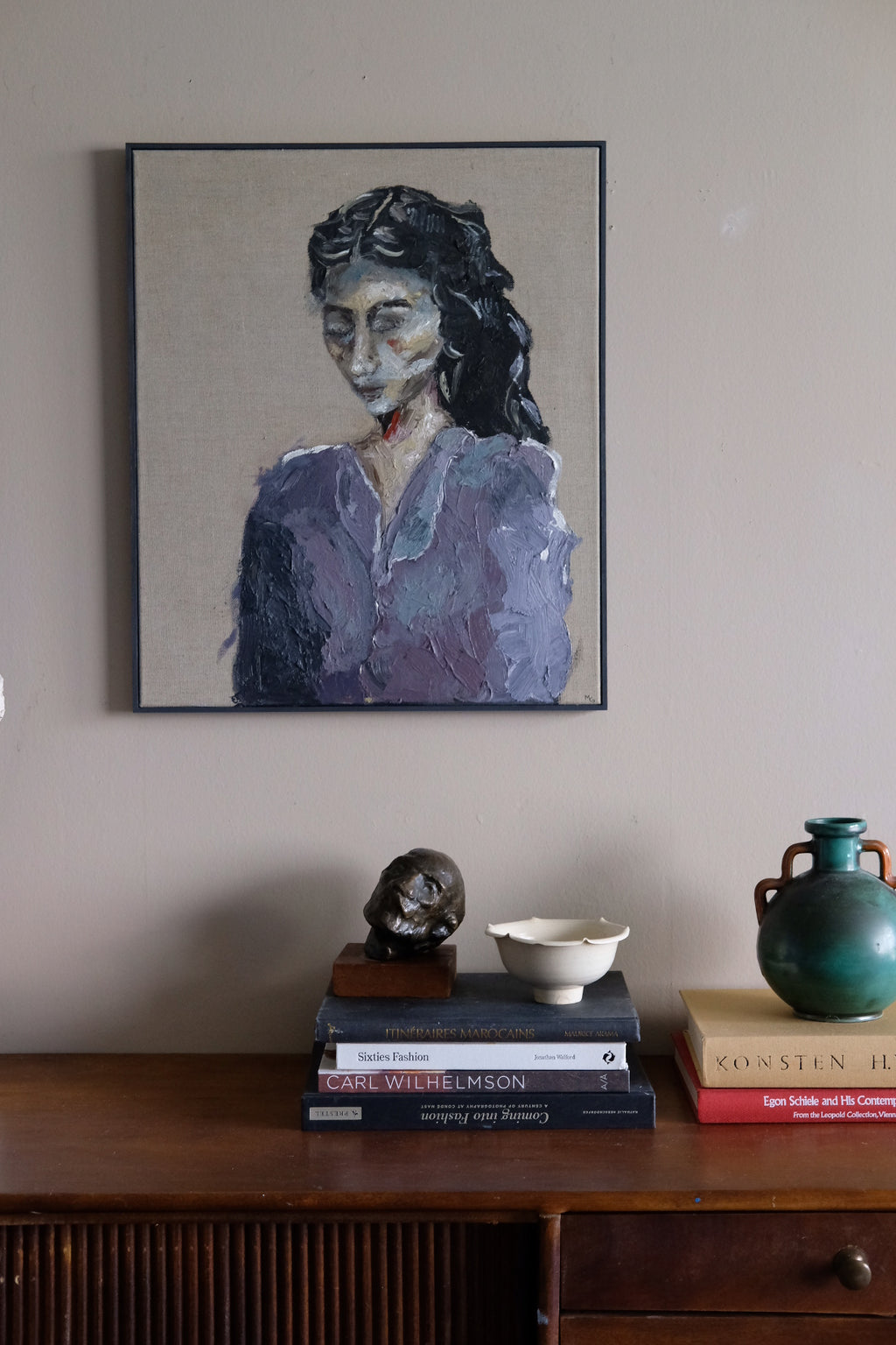 Woman in Purple, Original oil painting,