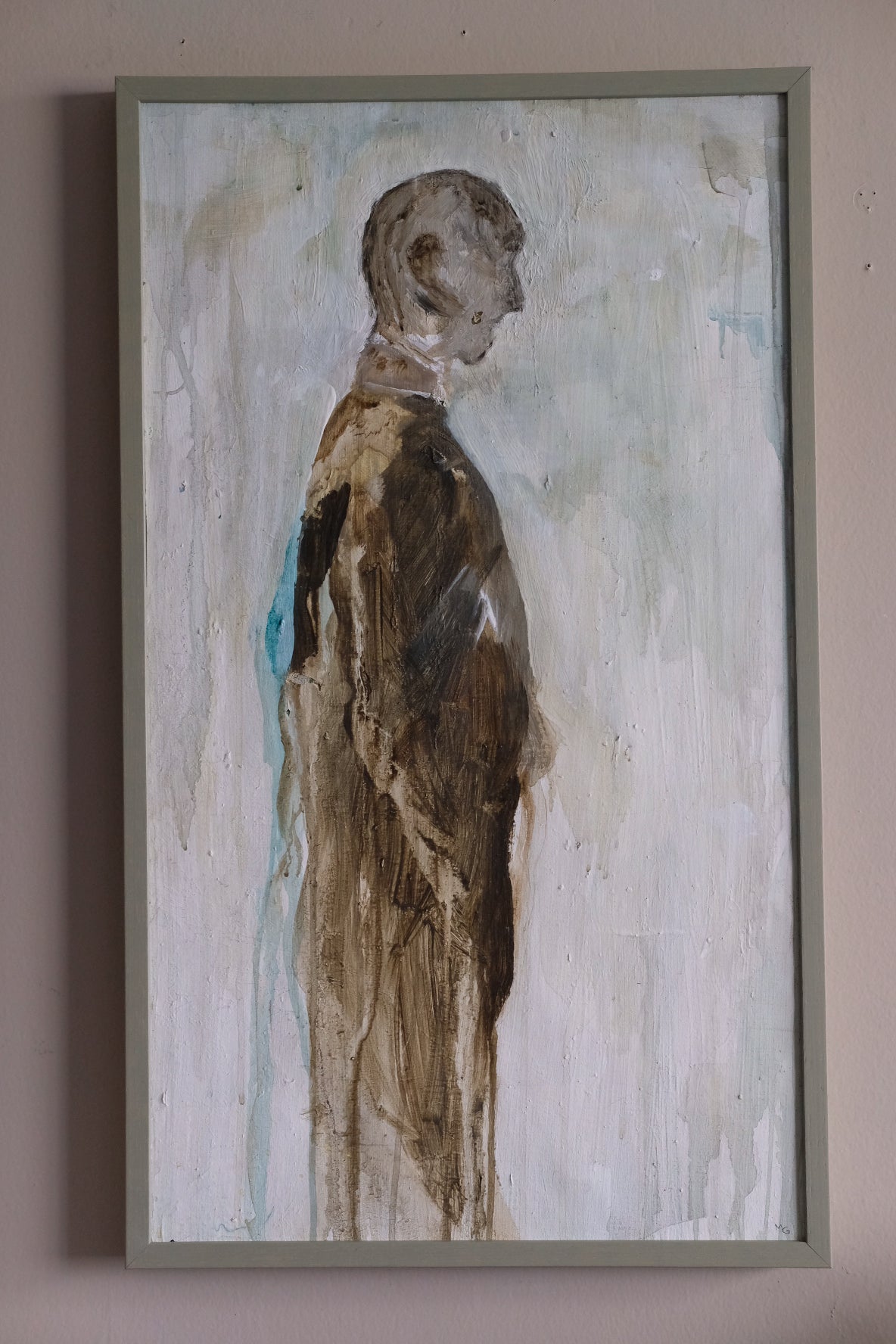 Old man, framed original oil painting