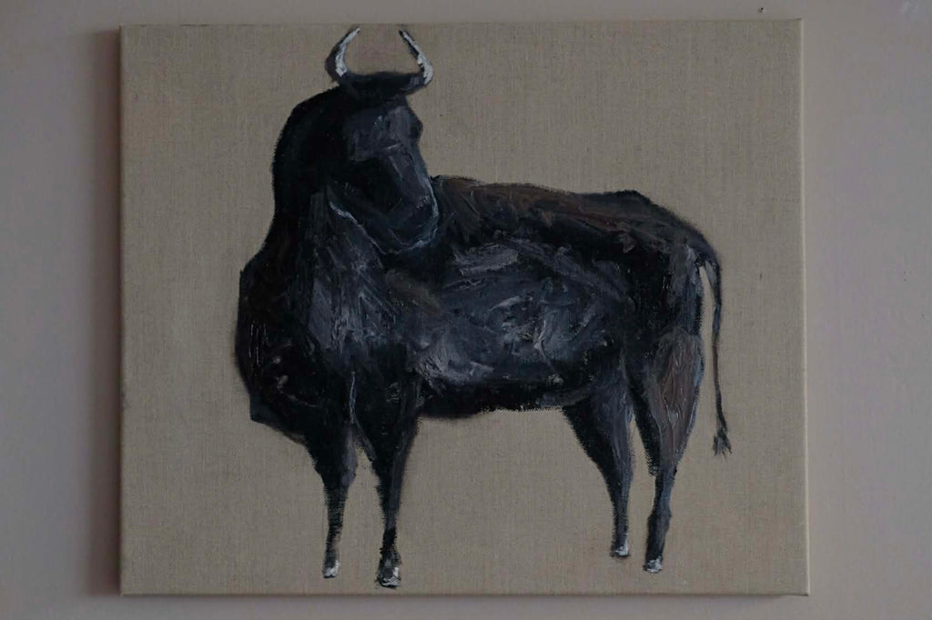 Bull, original oil painting.