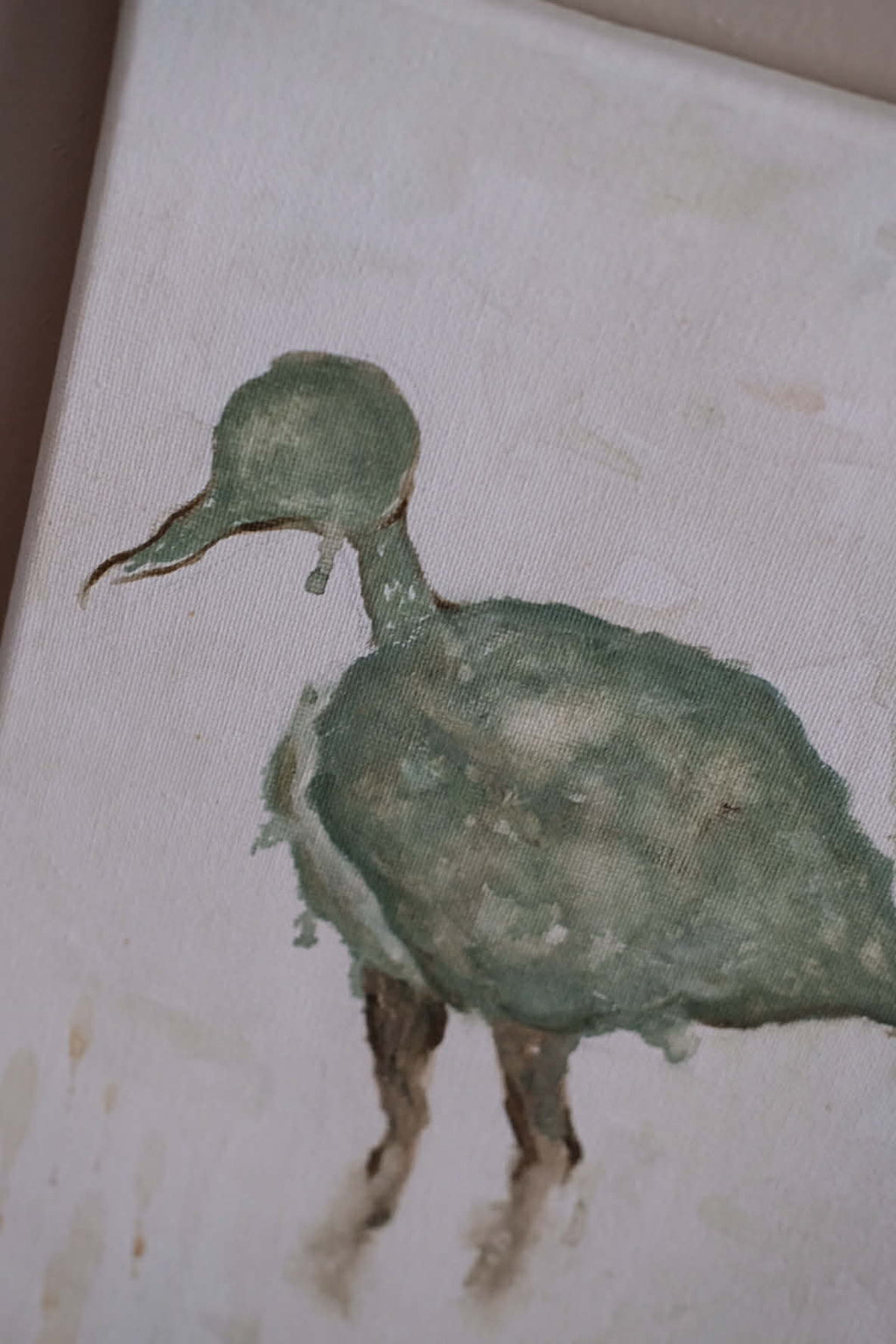 Green bird, Original acrylic painting