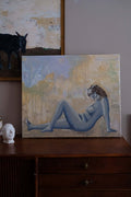Nude sun bathing, Original oil painting