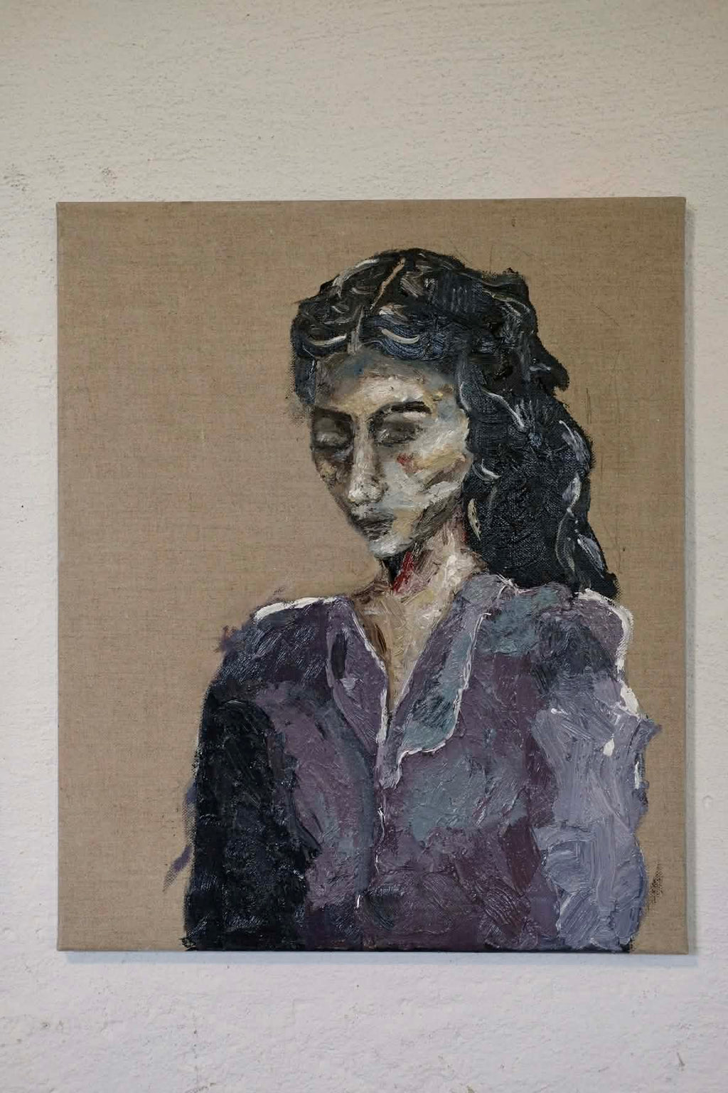 Woman in Purple, Original oil painting,
