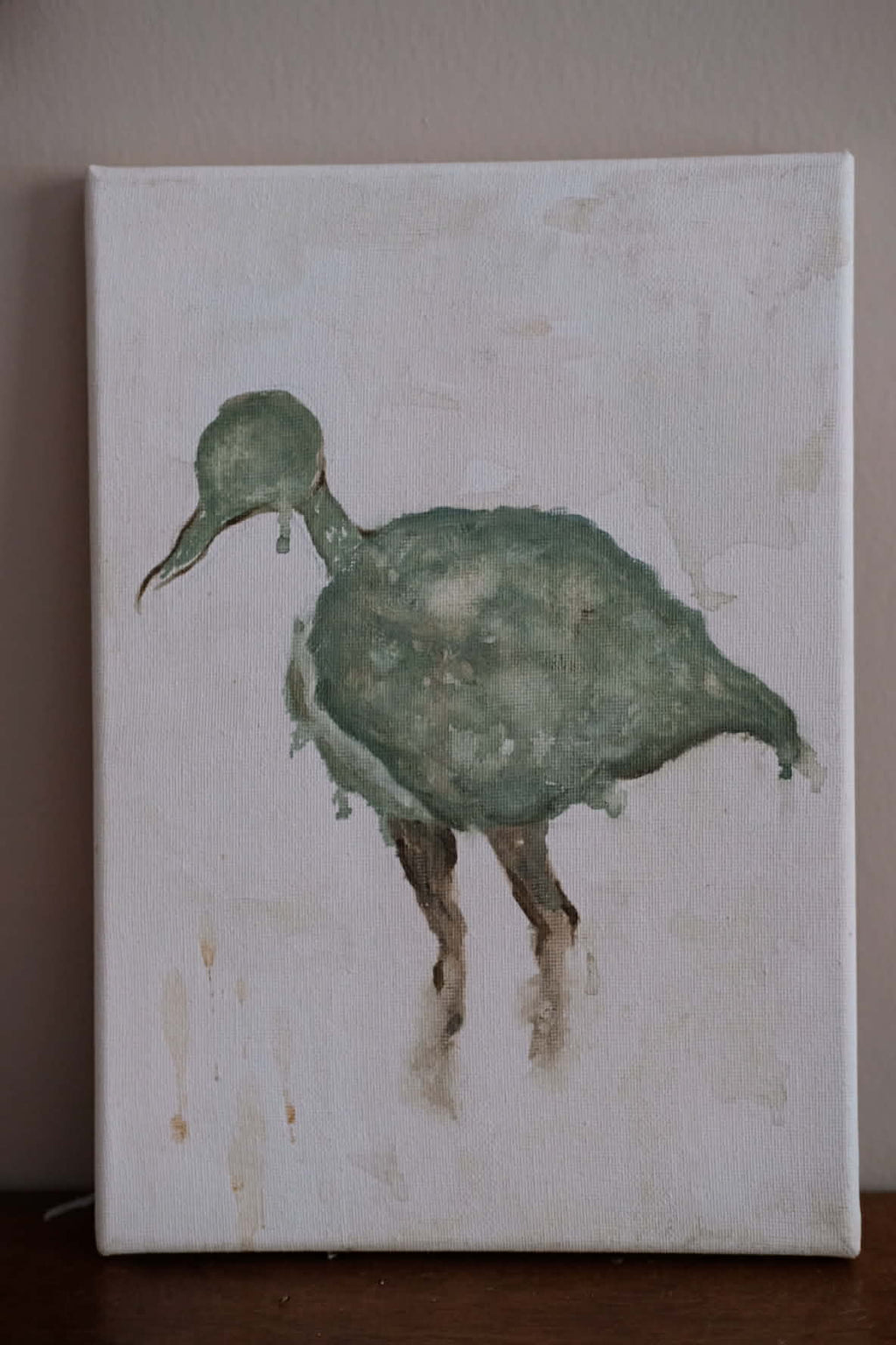 Green bird, Original acrylic painting