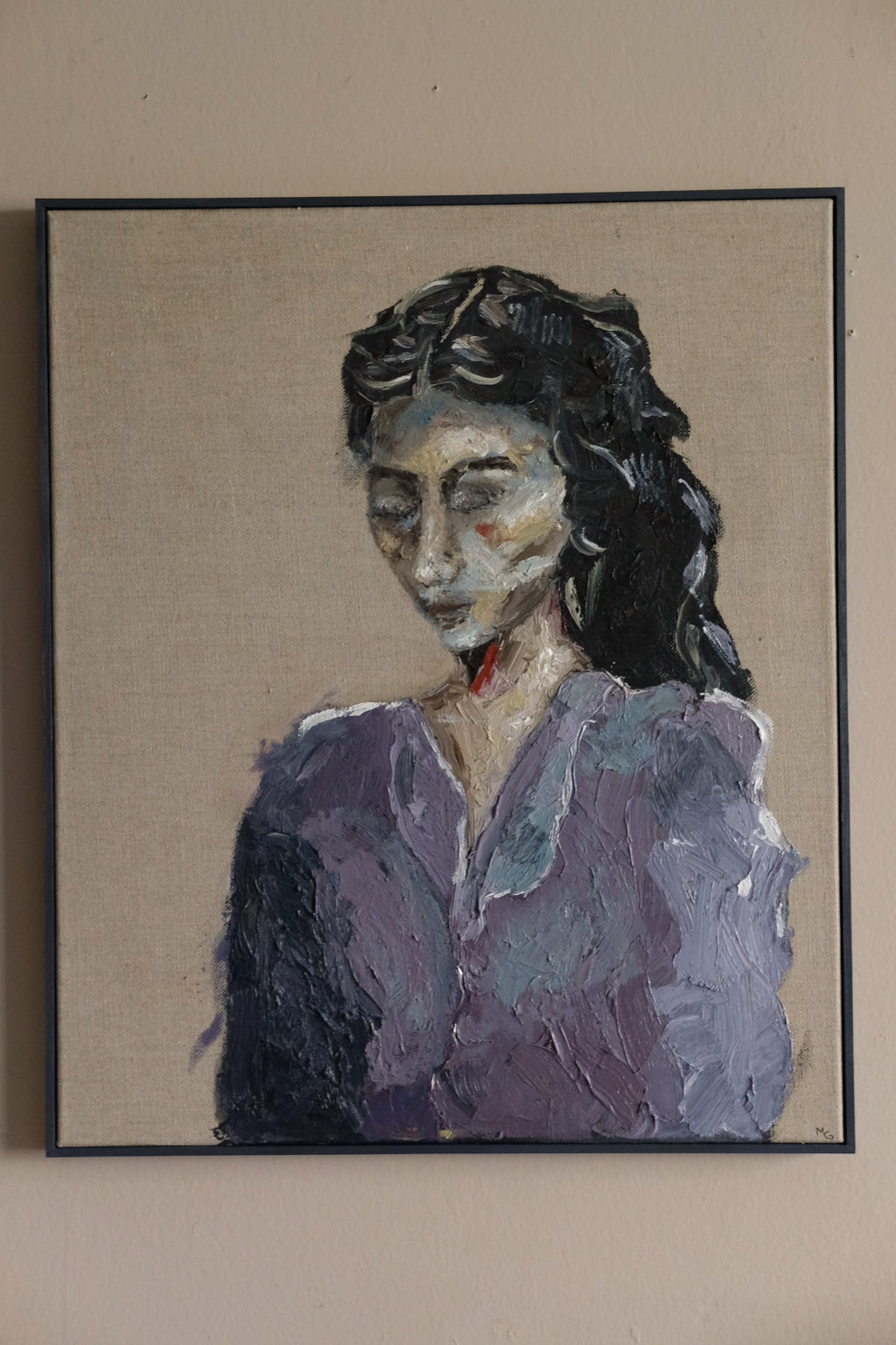 Woman in Purple, Original oil painting,
