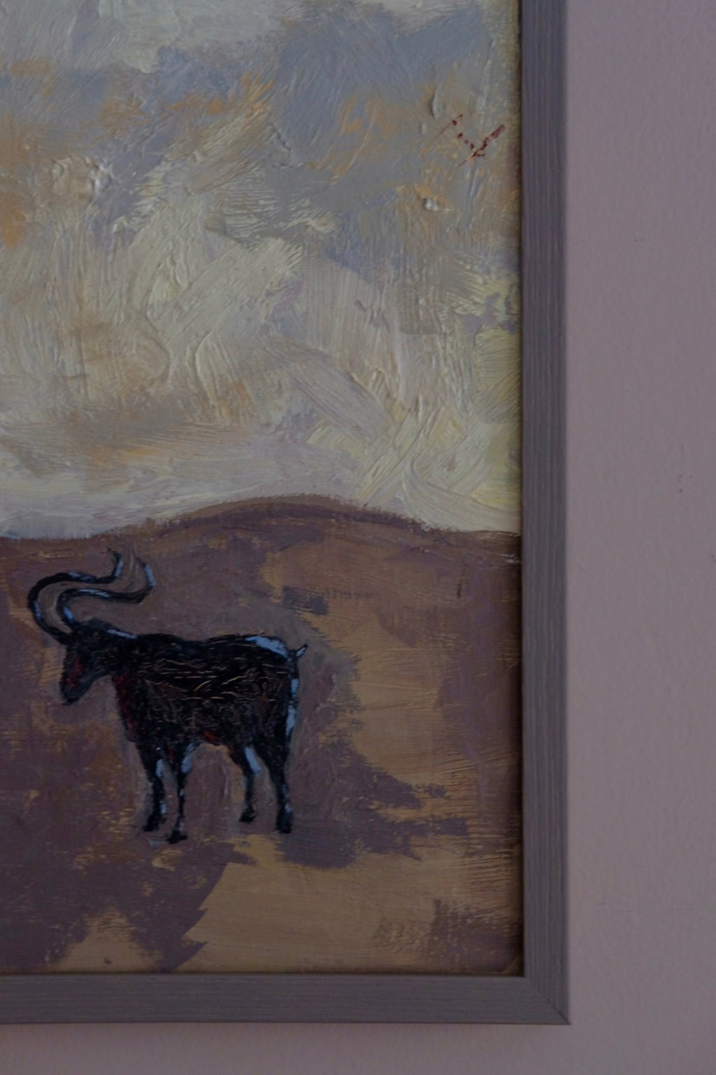 Goats, framed original oil painting