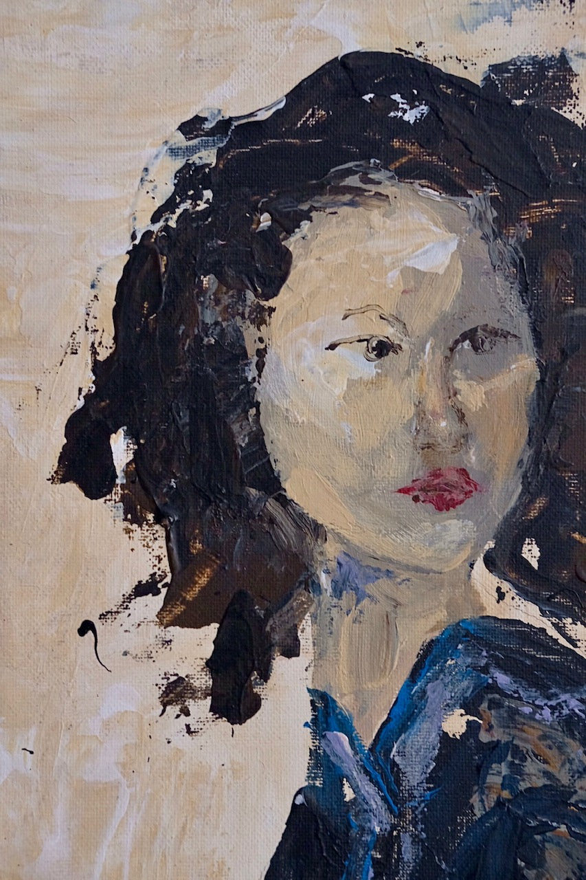 Traveler, framed original oil painting