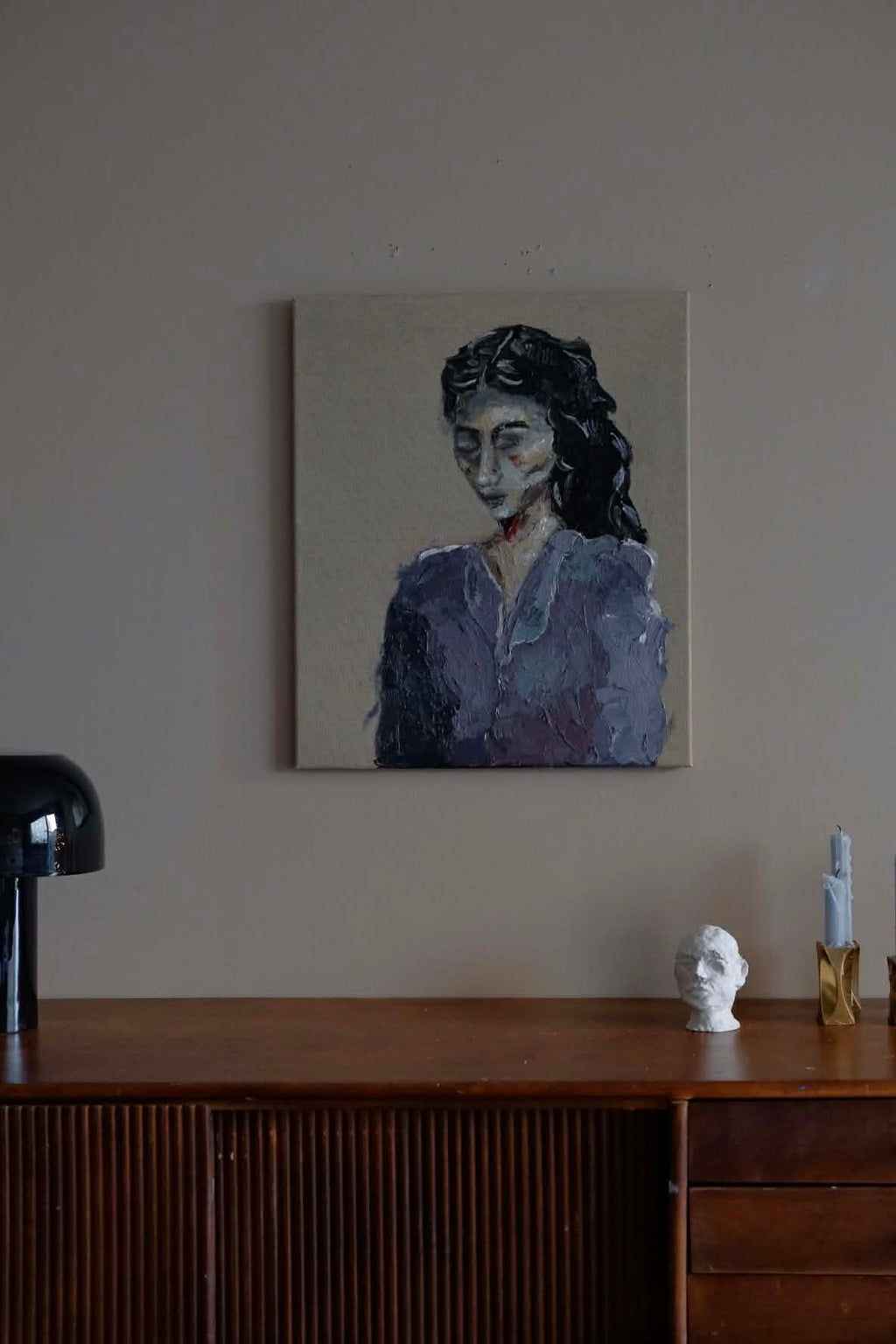 Woman in Purple, Original oil painting,