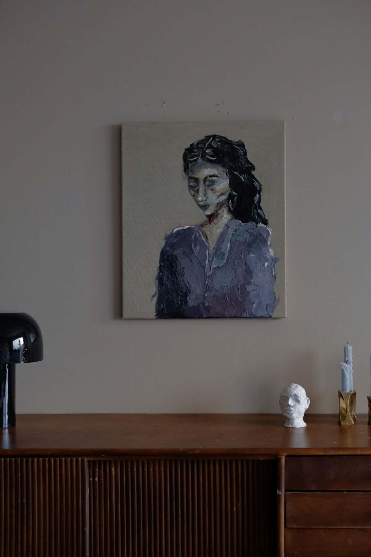 Woman in Purple, Original oil painting,