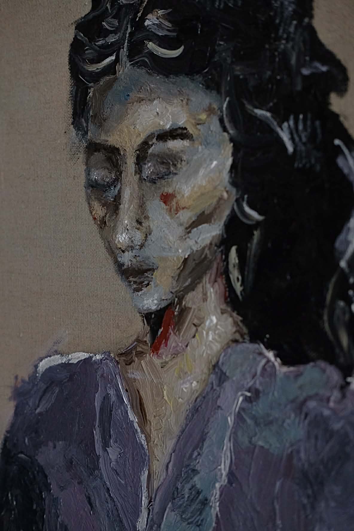 Woman in Purple, Original oil painting,